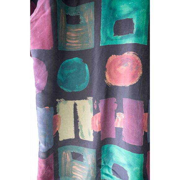 Burma Bibas Retro 90's vintage Fresh Prince 100% Silk Geometric Shirt HipHop XL - Picture 8 of 13